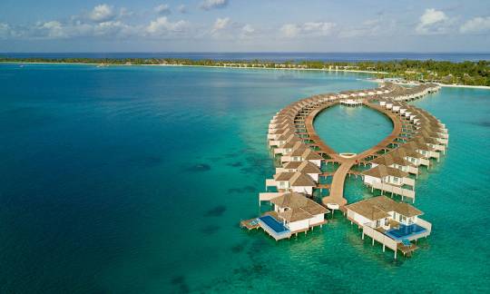 Aerial view of Sunset Aqua Pool Suite at Kandima Maldives
